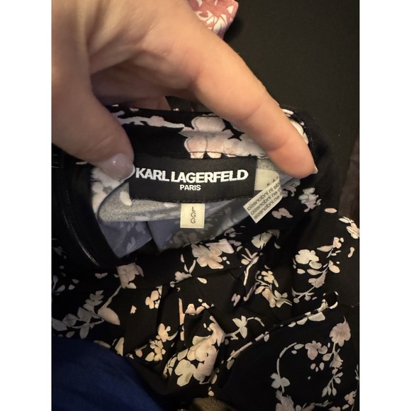 Karl Lagerfeld Blouse Women's L Floral Pink Bow Office Career Feminine - Picture 6 of 7